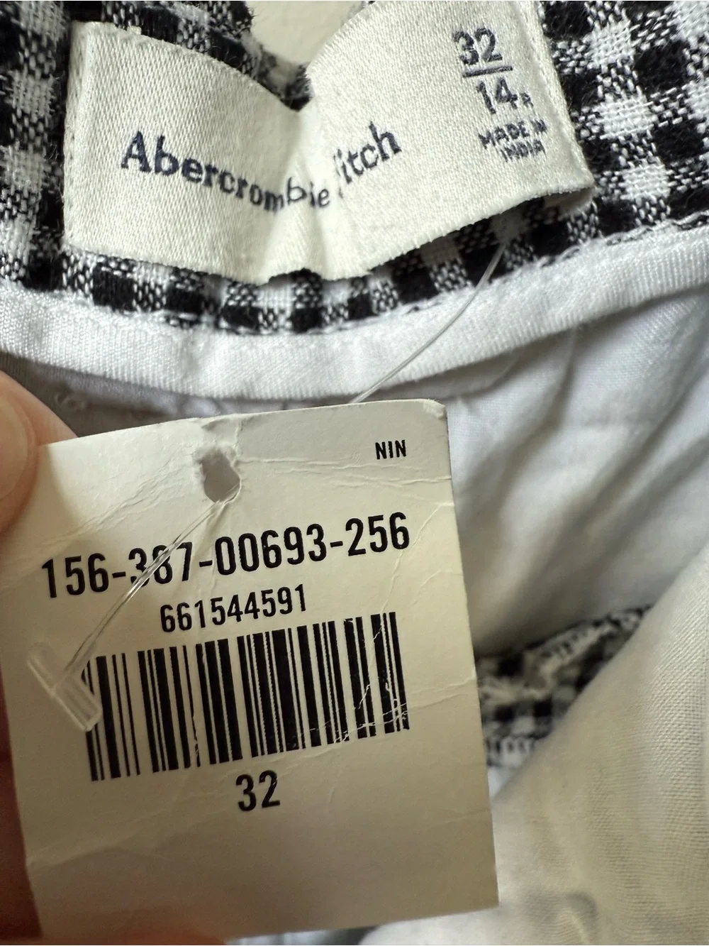 NWT ABERCROMBIE & FITCH Sloane Tailored Gingham Linen Blend Wide Leg Pants 32